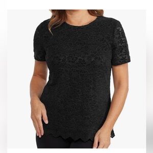NWT Women's Lace Lacy Keyhole Top Black Teddi Rose sz L New